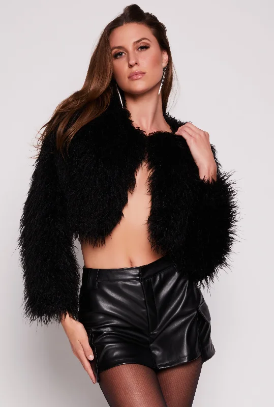 Shaggy Faux Fur Cropped Jacket