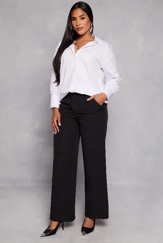 Madden Girl Crepe Knit Wide Leg Dress Pants