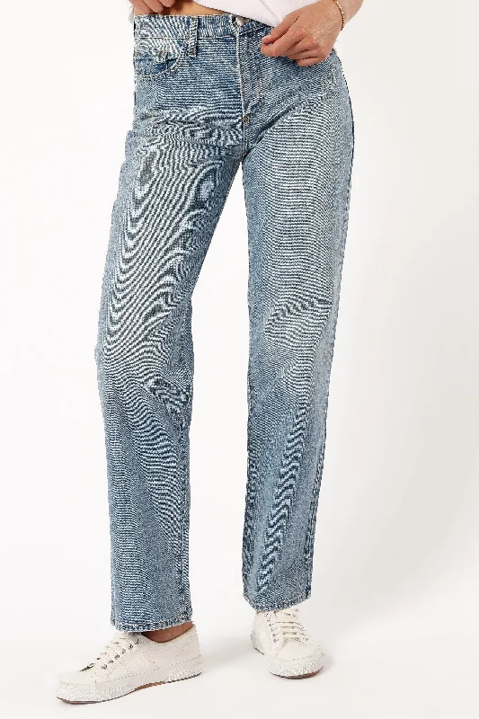 Nathan High Rise Relaxed Straight Jean - Medium Denim