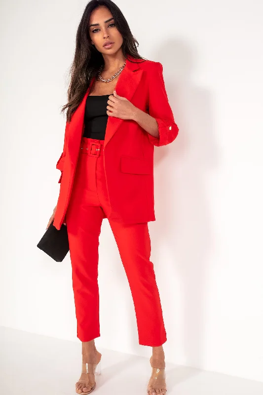 Kaisley Red Padded Shoulder Blazer