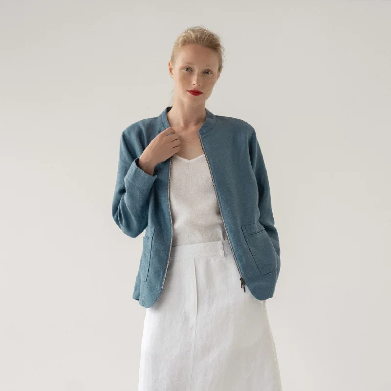 LIMITED EDITION Petrol Blue Linen Twill Cherry Tree Jacket