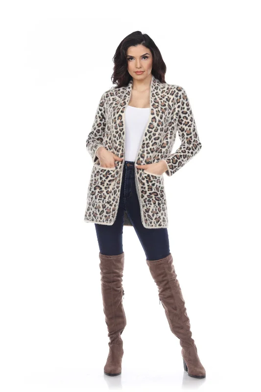 Leopard Print Open Front Sweater