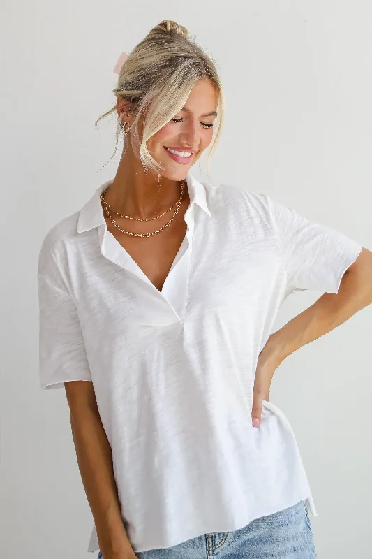 FINAL SALE - Sweetest Look Off White Collared Top